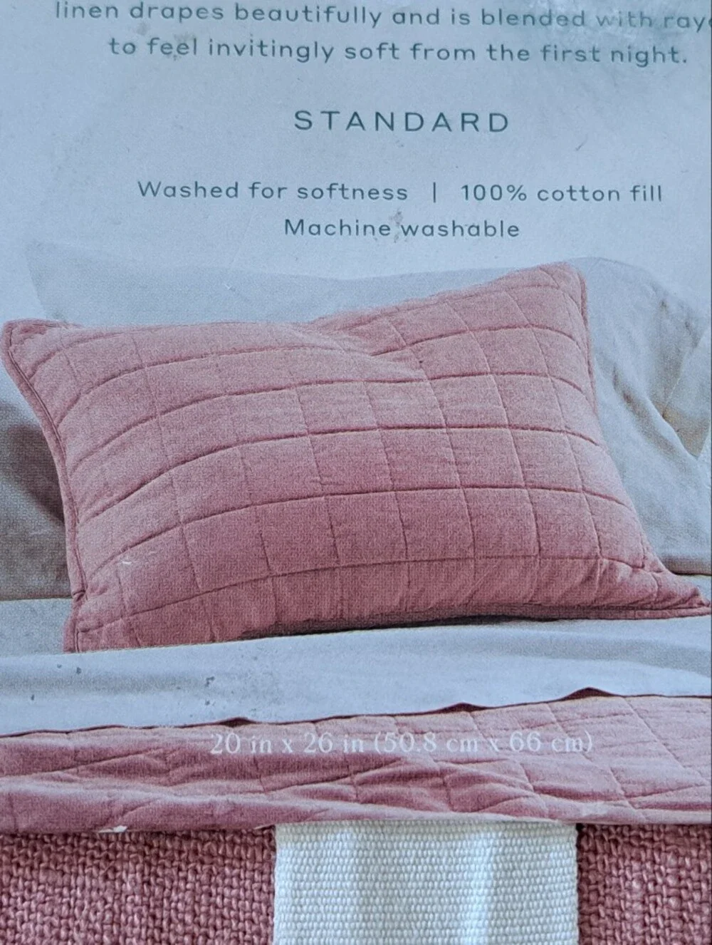 Casaluna Linen Quilted Cotton Pillow Sham in Dusty Rose Standard (1)